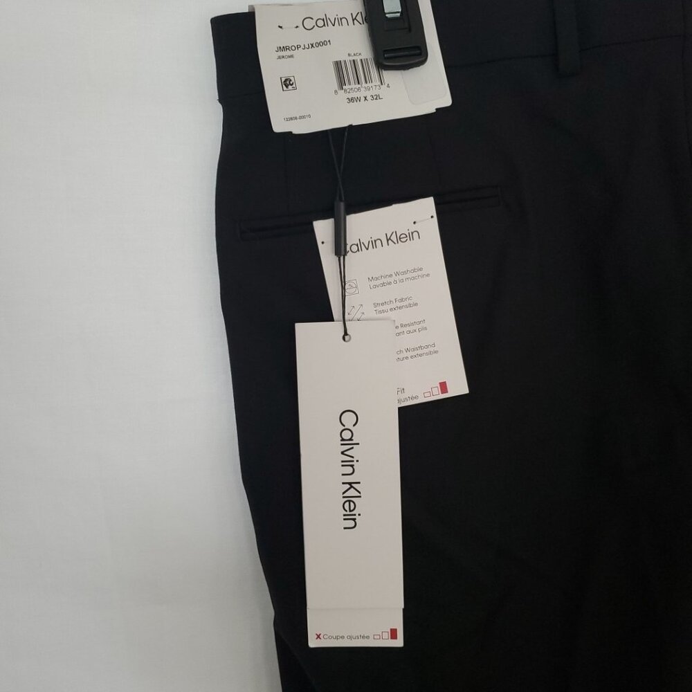 Calvin Klein Mens Black Slim-Fit Performance Dress Pants Size 36W 32L - Picture 3 of 11